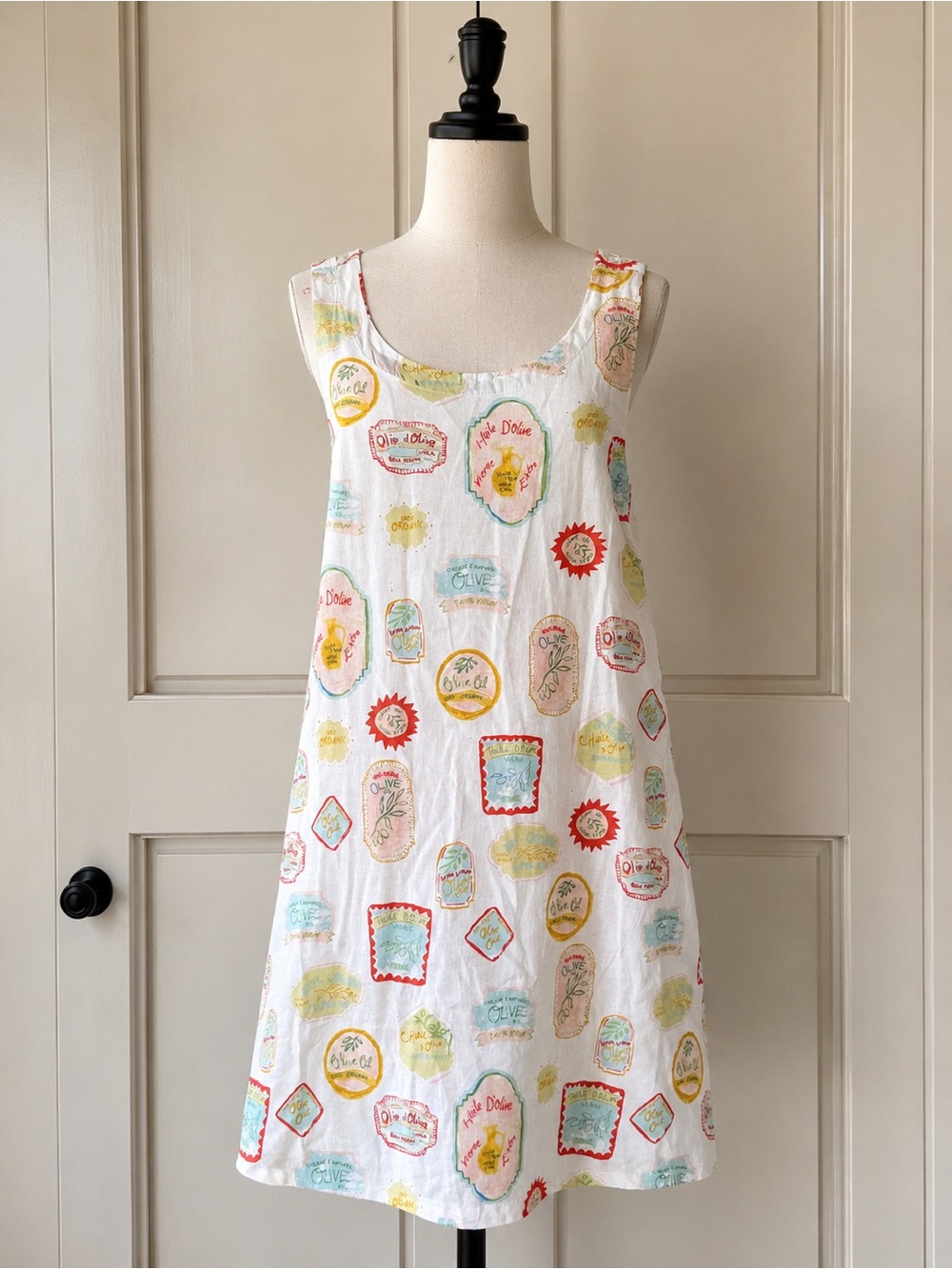 Cynthia Rowley Olive Oil Print Linen Blend Mini Dress